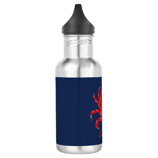 Big Red Crab auf blauem Hintergrund zurück zur Sch Edelstahlflasche (Links)