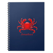 Big Red Crab auf blauem Hintergrund zurück zur Sch Notizblock (Vorderseite)
