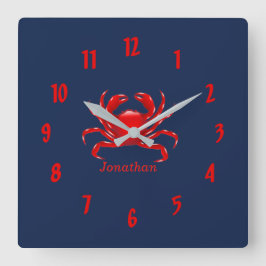Big Red Crab zurück zur Schule Dorm Essentials Quadratische Wanduhr
