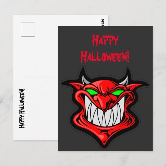 Big Red Devil Halloween Postcard Postkarte (Vorne/Hinten)