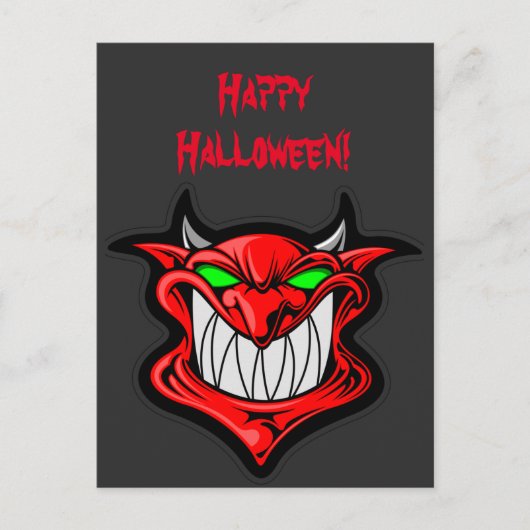 Big Red Devil Halloween Postcard Postkarte (Vorderseite)
