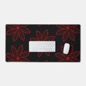 Big Red Floral Pattern auf Schwarz Schreibtischunterlage (Tastatur & Maus)
