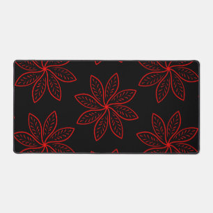 Big Red Floral Pattern auf Schwarz Schreibtischunterlage