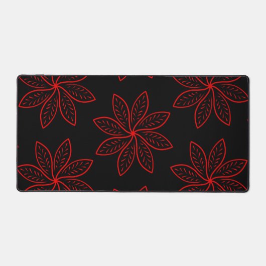 Big Red Floral Pattern auf Schwarz Schreibtischunterlage (Vorderseite)