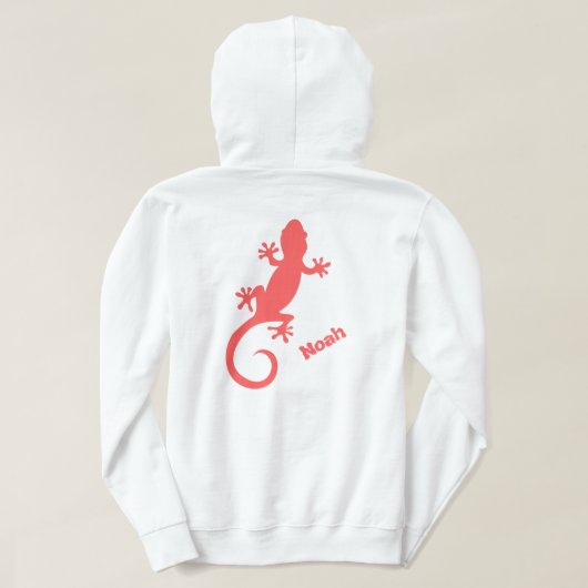 Big Red Gecko Silhouette and Your Name Hoodie (Design Rückseite)