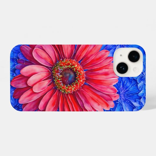 Big Red Gerbera Daisy Art Phone Case iPhone Hülle (Rückseite (Horizontal))