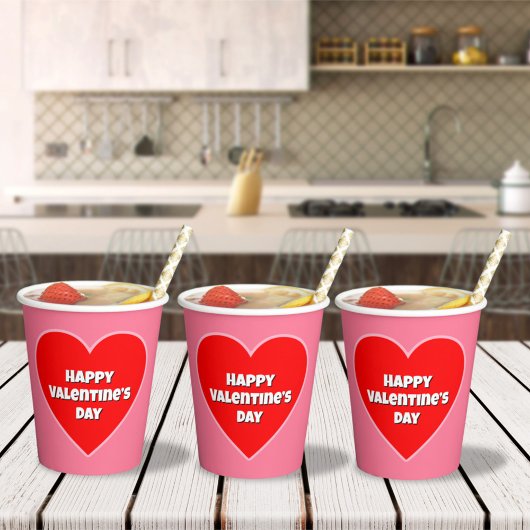 Big Red Happy Valentine's Day Heart Pappbecher