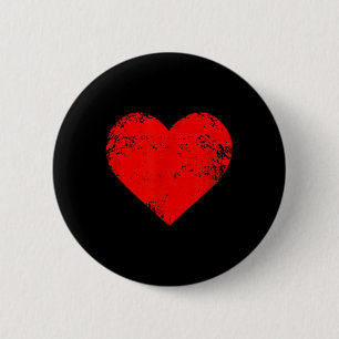 Big Red Heart Distressed Valentinstag Gift Top T Button