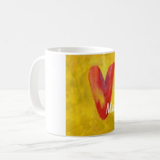 Big Red Heart Individuelle Name Kaffeetasse (Vorderseite Links)