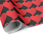 Big Red Heart, Liebe, Black Valentine Tagesgeschen Geschenkpapier (Rolleneckpunkt)