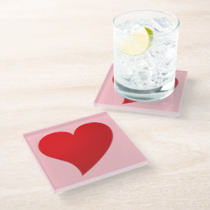 Big Red Heart, Liebe, Rosa Glasuntersetzer