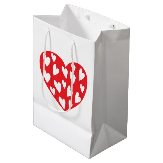Big Red Heart Mittlere Geschenktüte (Vorderseite Schrägansicht)