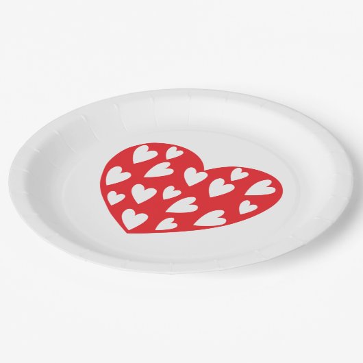 Big Red Heart Pappteller (Schrägansicht)