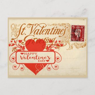 Big Red Heart Vintag Valentine Postkarte