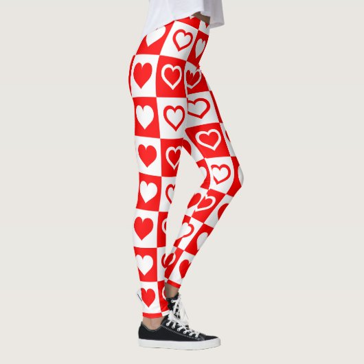 Big Red Hearts Kariert Pattern Thunder_Cove Leggings (Rechts)
