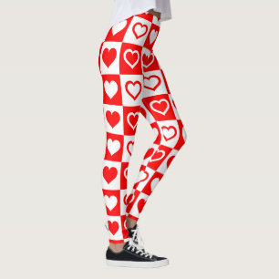 Big Red Hearts Kariertes Muster Thunder_Cove Leggings