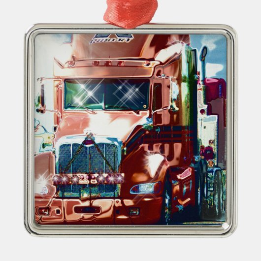 Big Red Heavy Lkw für Lkw & Lkw-Liebhaber Silbernes Ornament (Vorne)