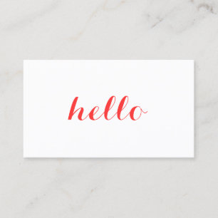 Big Red Hello einfach Stated Business Card Visitenkarte