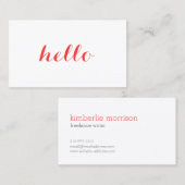 Big Red Hello einfach Stated Business Card Visitenkarte (Vorne/Hinten)