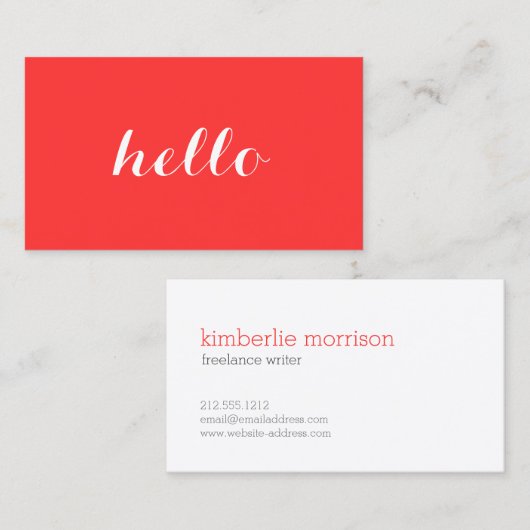 Big Red Hello II einfach Stated Business Card Visitenkarte (Vorne/Hinten)