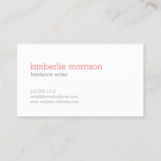 Big Red Hello II einfach Stated Business Card Visitenkarte (Rückseite)