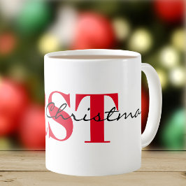 Big Red Initials & Merry Christmas 11oz Classic Kaffeetasse