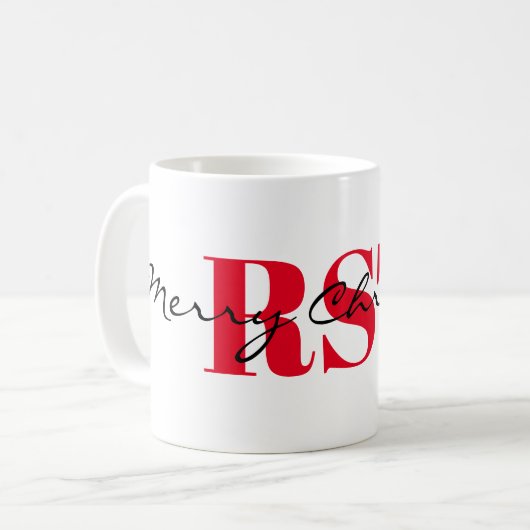 Big Red Initials & Merry Christmas 11oz Classic Kaffeetasse (Vorderseite Links)