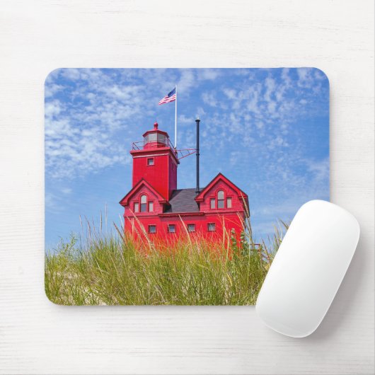 Big Red Leuchtturm in Michigan Mousepad (Mit Mouse)