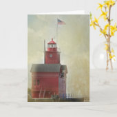 Big Red Lighthouse Beileid Karte (Gelbe Blume)