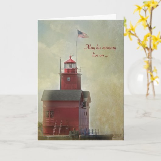 Big Red Lighthouse Beileid Karte (Gelbe Blume)