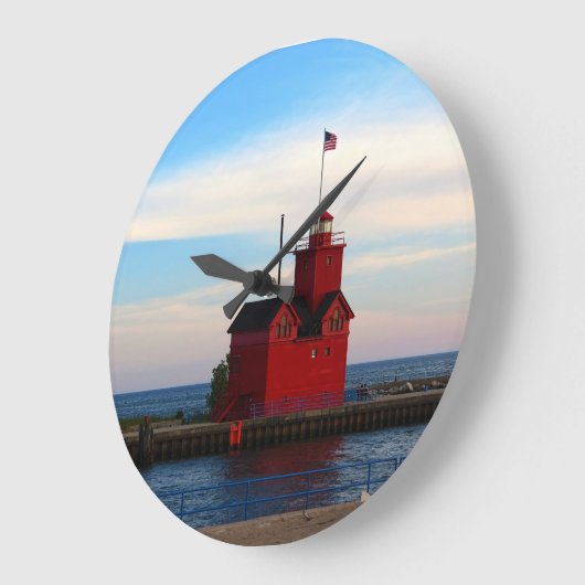 Big Red Lighthouse Große Wanduhr (Winkel)