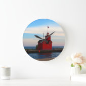 Big Red Lighthouse Große Wanduhr (Zuhause)
