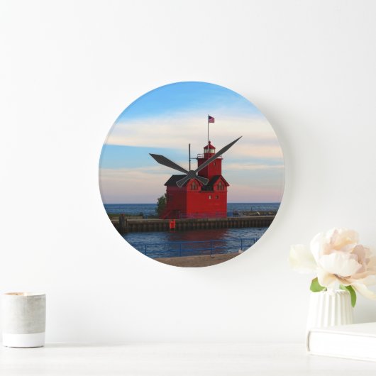 Big Red Lighthouse Große Wanduhr (Zuhause)