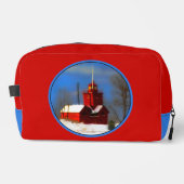 Big Red Lighthouse Malerei Holland Original Art Waschbeutel (Vorderseite)