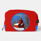 Big Red Lighthouse Malerei Holland Original Art Waschbeutel (Rückseite)