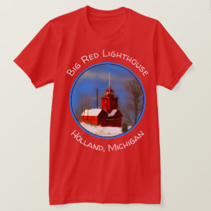 Big Red Lighthouse Malerei - Original Kunst T-Shirt
