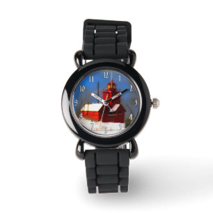 Big Red Lighthouse Malerei - Originelle Kunst Armbanduhr