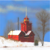 Big Red Lighthouse Malerei - Originelle Kunst Aufkleber (Vorderseite)