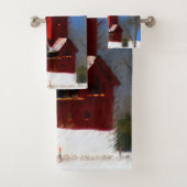 Big Red Lighthouse Malerei - Originelle Kunst Badhandtuch Set (Insitu)