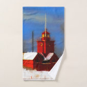 Big Red Lighthouse Malerei - Originelle Kunst Badhandtuch Set (Handtuch)