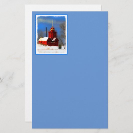 Big Red Lighthouse Malerei - Originelle Kunst Briefpapier (Vorne/Hinten)