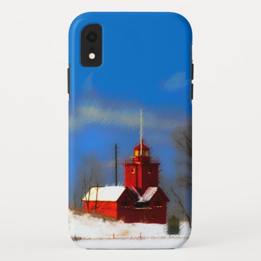 Big Red Lighthouse Malerei - Originelle Kunst Case-Mate iPhone Hülle (Rückseite)