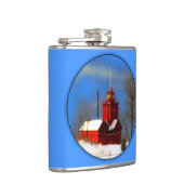 Big Red Lighthouse Malerei - Originelle Kunst Flachmann (Rechts)