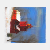 Big Red Lighthouse Malerei - Originelle Kunst Fleecedecke (Vorderseite (Horizontal))
