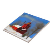 Big Red Lighthouse Malerei - Originelle Kunst Fliese (Seite)