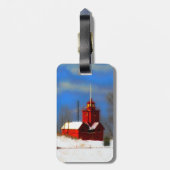 Big Red Lighthouse Malerei - Originelle Kunst Gepäckanhänger (Rückseite vertikal)
