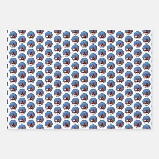 Big Red Lighthouse Malerei - Originelle Kunst Geschenkpapier Set (Vorderseite 2)