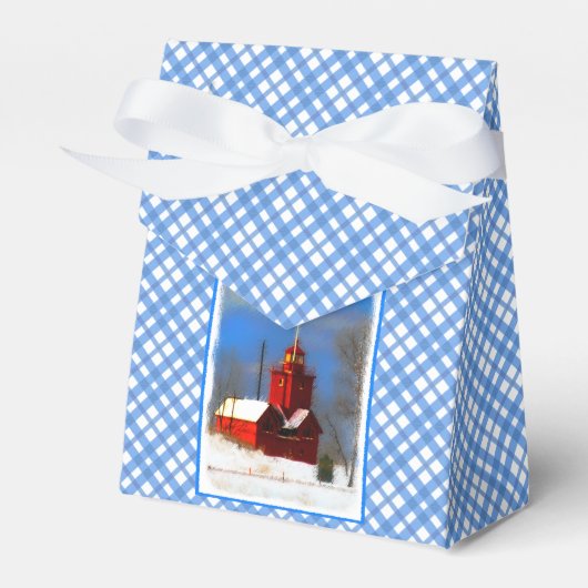 Big Red Lighthouse Malerei - Originelle Kunst Geschenkschachtel (Vorderseite)