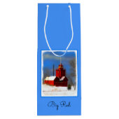 Big Red Lighthouse Malerei - Originelle Kunst Geschenktüte Für Weinflaschen (Rückseite)