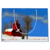 Big Red Lighthouse Malerei - Originelle Kunst Große Geschenktüte (Vorderseite)